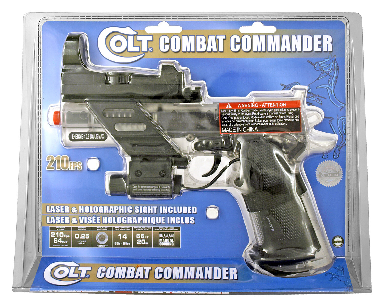 Colt Combat Commander Clear Airsoft Pistol Laser & Holograph