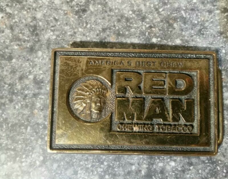  Red Man Chewing Tobacco Belt Buckle  Vintage 1983  