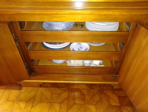 Vintage John Widdicomb China Cabinet Dining Room Hutch Ornate Metal Detail