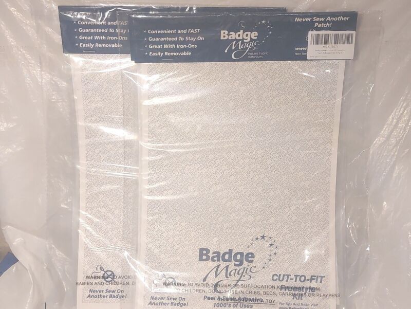 Lot of 2 Badge Magic Instant Fabric Adhesives Cut-to-Fit Freestyle Kit New