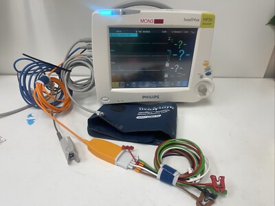 Philips IntelliVue MP30 patient monitor M8002A w  M3001A NIBP SPO2 ECG W/Cables