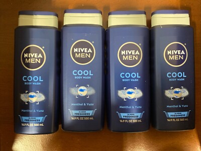 4* NIVEA MEN Cool Body Wash with Icy Menthol, Scented Body Wash for Men 16.9