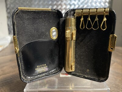 Vintage Buxton Key-Tainer Black Leather Key Holder Organizer
