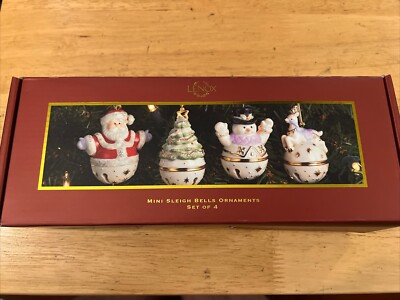 LENOX Mini Sleigh Bells Christmas Ornaments Set Of 4 New Open Box