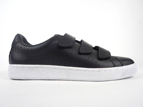 black puma leather trainers