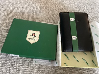 VISCONTI Leather Passport ID Card Holder RFID  2201/R Black POLO NWT and Box