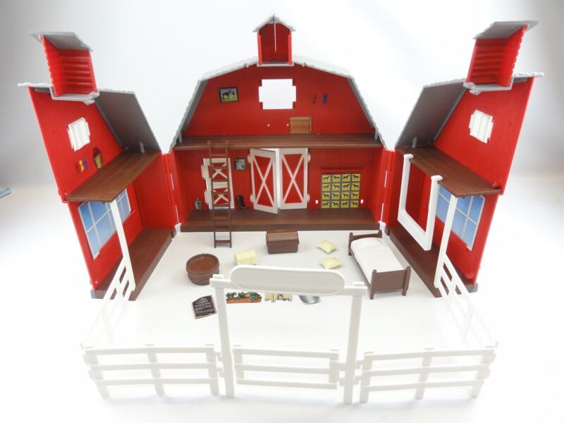 Breyer Horse Barn Stable Foldable Red Brown Stickers White Fence Cardboard Ebay