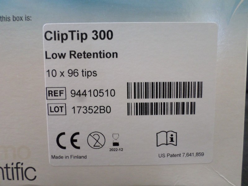 THERMO SCIENTIFIC 300&micro;L ClipTip Low Retention Pipette Tips 94410510 (960/Case)
