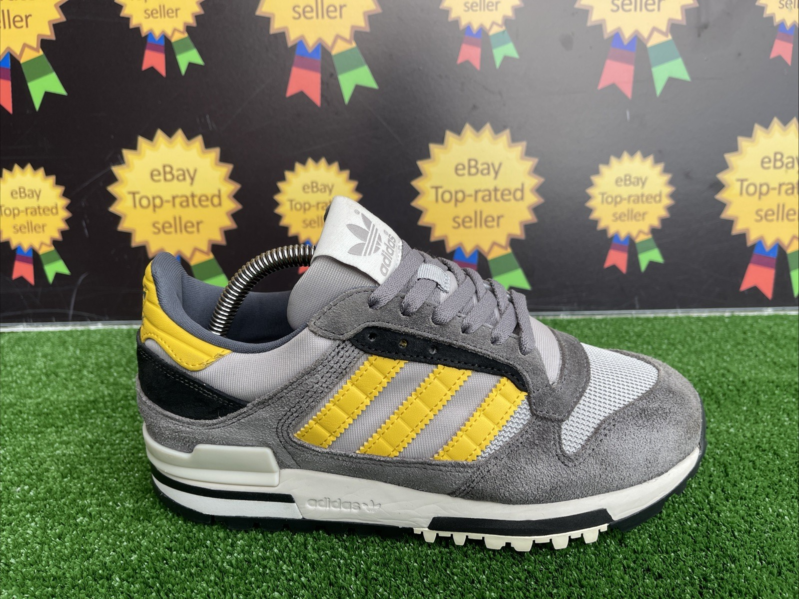 Adidas Originals ZX 600 OG Onyx Grey & Yellow Trainers Size UK 4.5
