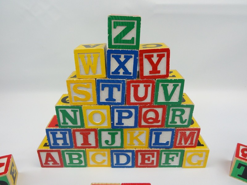 Schylling Big Blocks 48 Colorful Wood Blocks Box Letters Numbers ABCs 123s | eBay