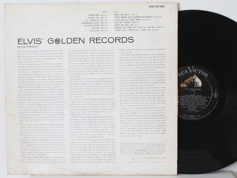 ELVIS&rsquo; Golden Records LP (RCA Victor LPM 1707, DG Mono) Early Pressing