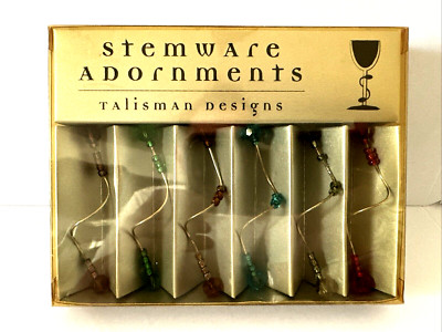Wine Glass Charms 6 Unique Beaded Stemware Adornment Talisman Designs NEW SEALED