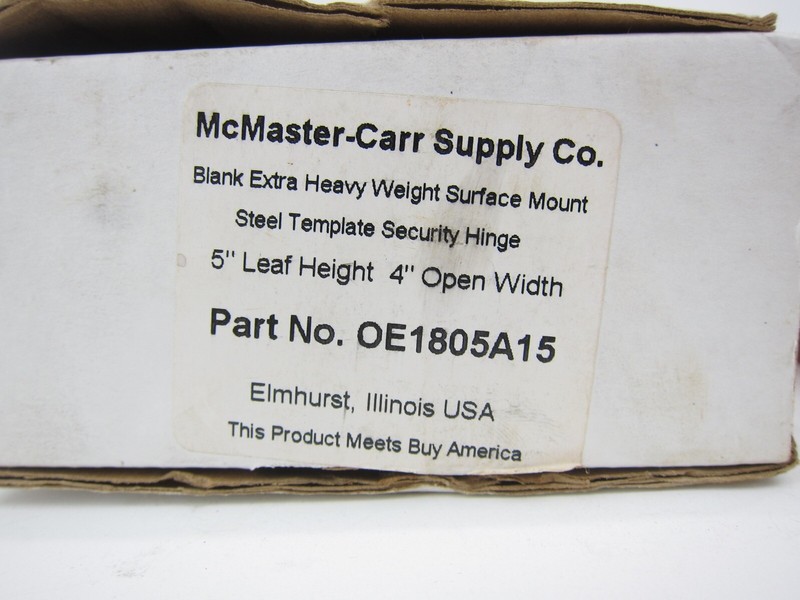 NEW Mcmaster Carr 1805A15 Heavy Duty Hinge 5” Leaf 4” Open Width Carbon