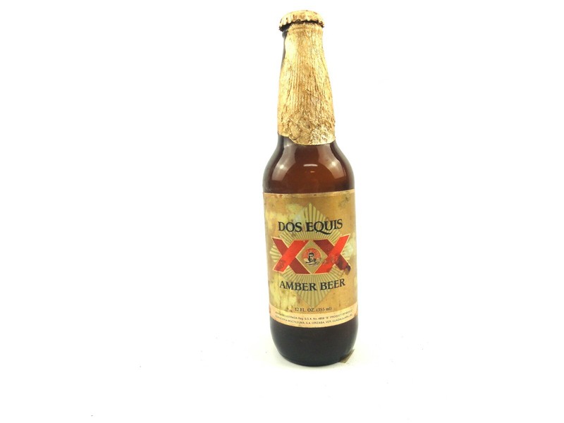 Dos Equis Amber Beer 12 Ounce Empty Glass Beer Bottle Brown Mexico