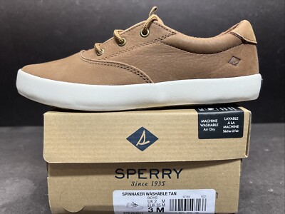 Sperry Spinnaker Unisex Big Kid Size 3 Lace-up Washable Tan Sneakers