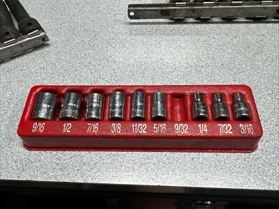 Snap On 1/4  Dr Shallow  10pc Socket Set, 3/16 -9/16  110TMY Missing One