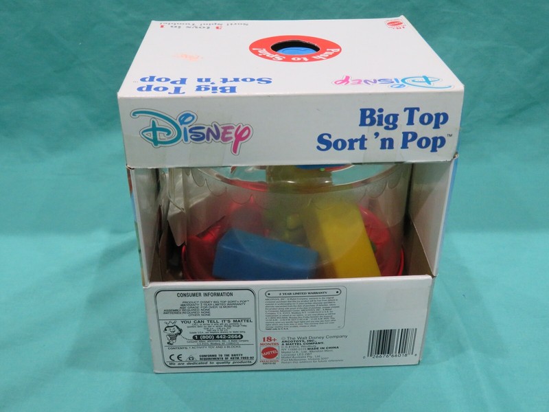 New Vintage Disney Big Top Sort n Pop Preschool Toddler Spin Toy