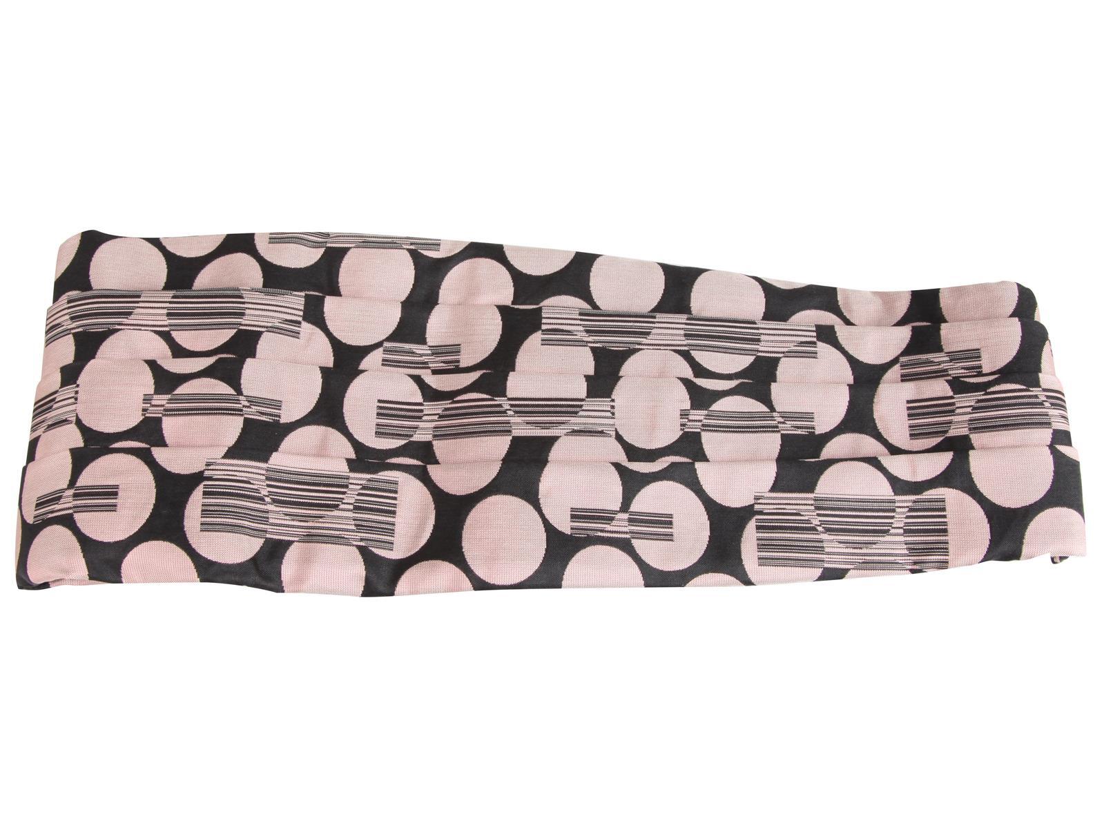 Pre-owned Brioni Men's Cummerbund Belt Pink Black 100% Silk Hand Made In Italy