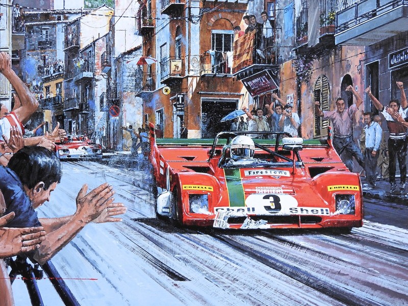 1972 Targa Florio FERRARI 312P Merzario Nicholas WATTS Art Print