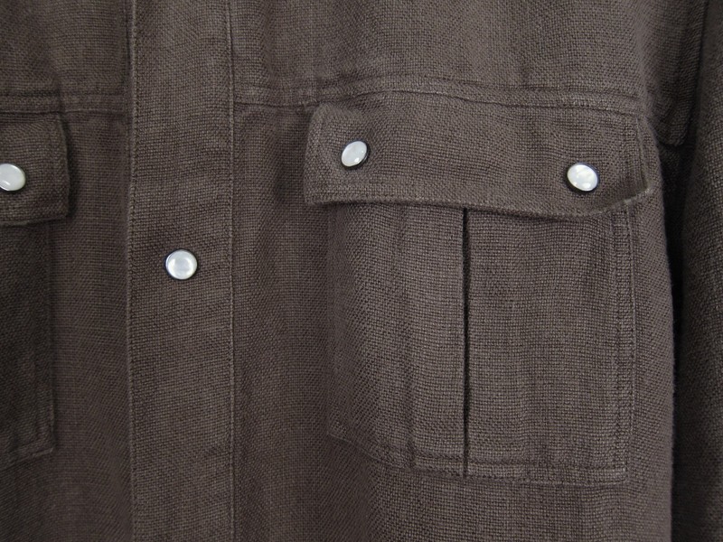 Balmain Khaki Linen Canvas Military Shirt SS13 sz. 38 Small