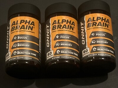 Onnit Labs Alpha Brain Memory & Focus Supplement 60 Capsules 3 Bottles  8/2026