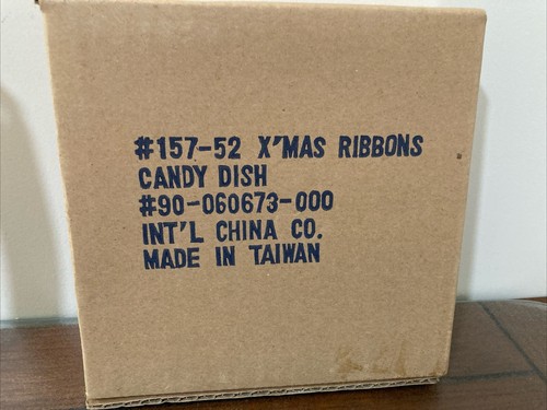 International Tableworks CHRISTMAS RIBBONS Tree Shaped Relish Dish NEW IN BOX