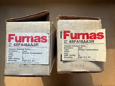 (2) Furnas 48FA18AA3R Single Phase Size 2 Bimetal Compensated Overload Relay