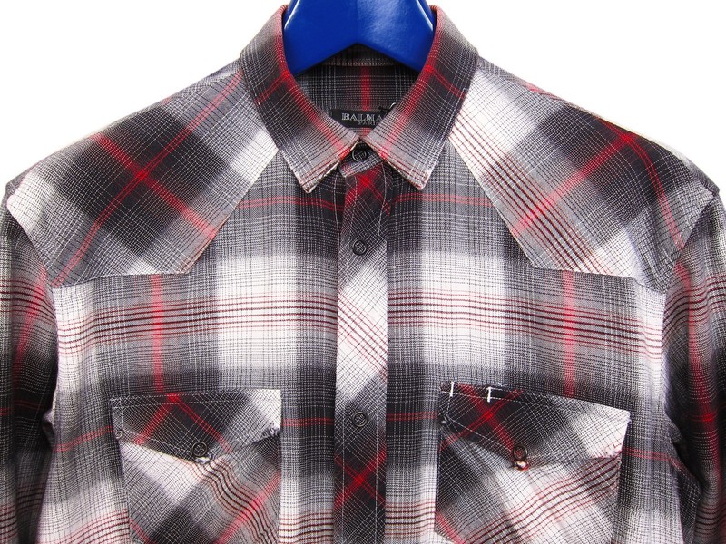 Balmain Red & Black Plaid Western Shirt SS10 sz. 38 Small | eBay