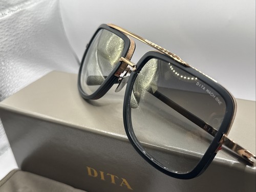 Pre-owned Dita Mach One Drx-2030-l Matte Black Rose Gold Mirror Grey Gradient Sunglasses In Gray