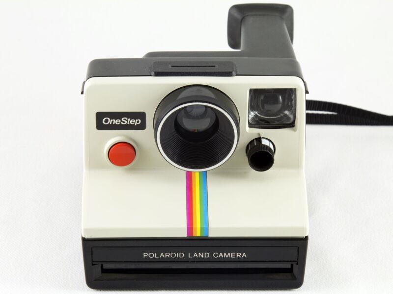 Vintage Original Polaroid SX-70 OneStep White Rainbow Stripe Vintage Original Polaroid SX-70 OneStep White Rainbow Stripe