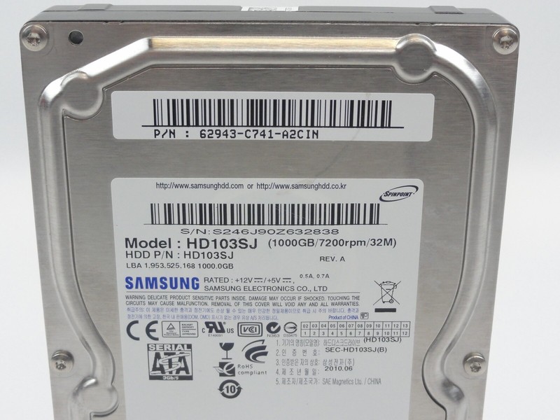 Samsung HD103SJ Spinpoint F3 1TB 7200RPM SATA 3Gbps 32MB 3.5” Hard ...