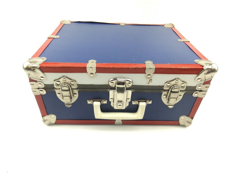 Vintage Hard Case Red White Blue Rollerskating Storage Suitc