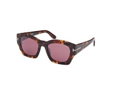 Pre-owned Tom Ford Ft1083 52t Plastic Dk Havana Gradient Bordeaux 52 Mm Women's Sunglasses In Red