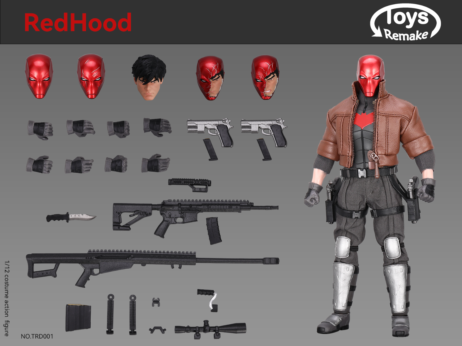 ToysRemake TRD001 1/12 Red hood Robin Head Body 6''Action