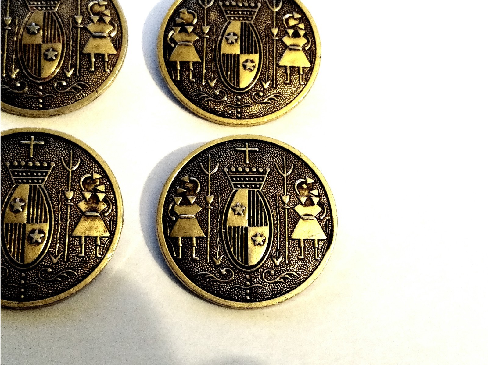 Vintage Nordic Inspired Renaissance Knight Metal Antique Finish Buttons 1 3/8