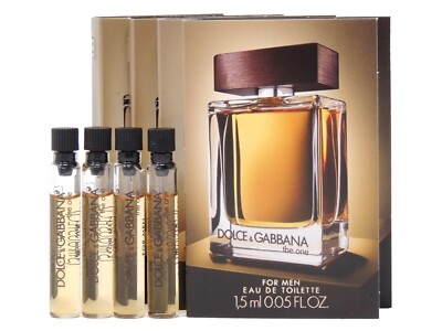 D&G DOLCE & GABBANA THE ONE FOR MEN EDT 1.5ml .05oz x 4 COLOGNE SAMPLE VIALS