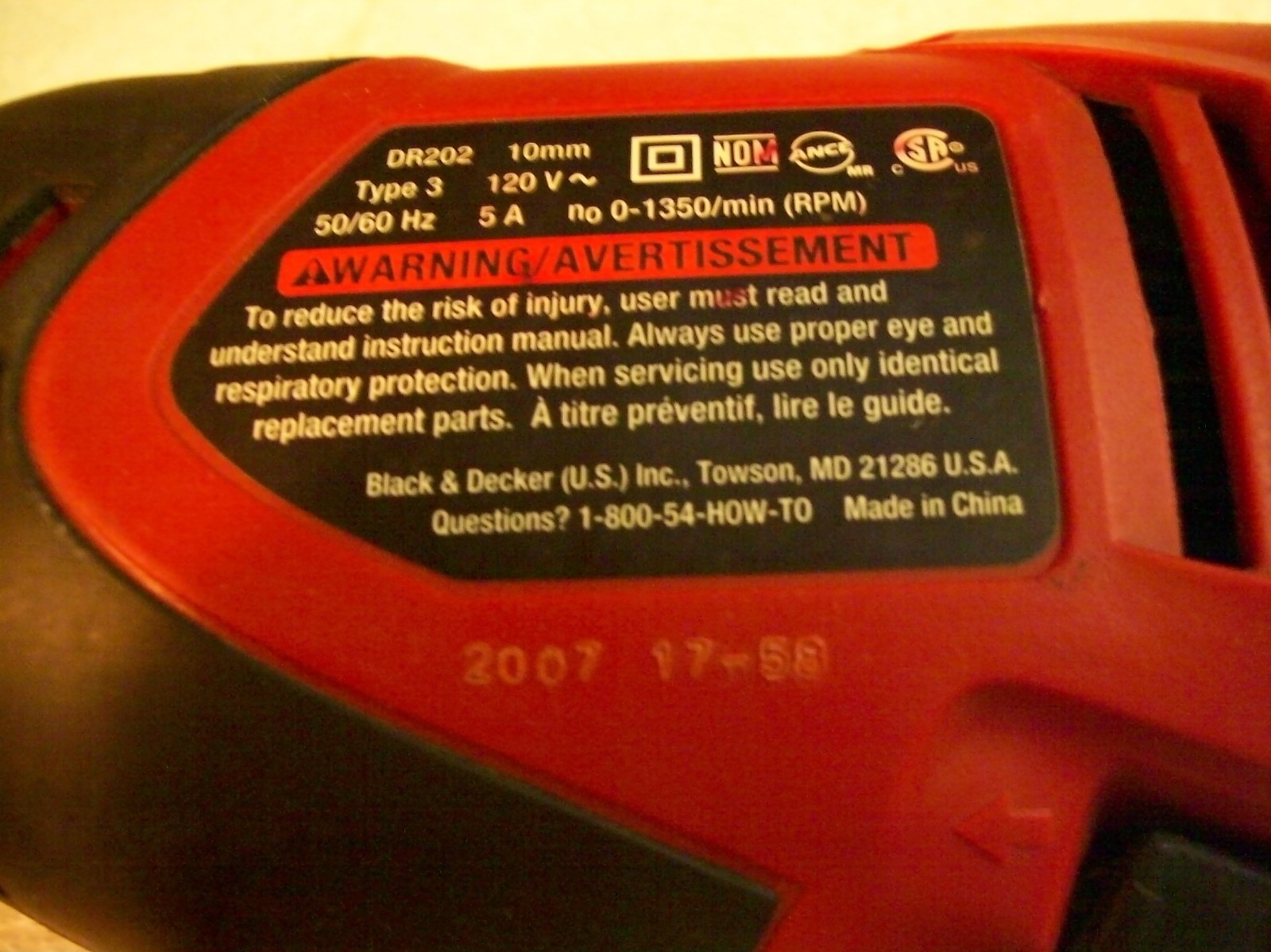 BLACK& DECKER KEYLESS CHUCK 120V 3/8