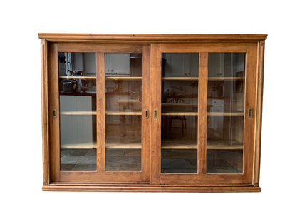 Antique Restored Industrial Glazed Pine Storage Display China Cabinet Dresser