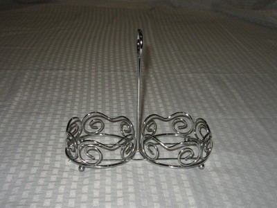 METAL SAUCE OR CONDIMENT CADDIE - SCROLL PATTERN - 2 SECTIONS