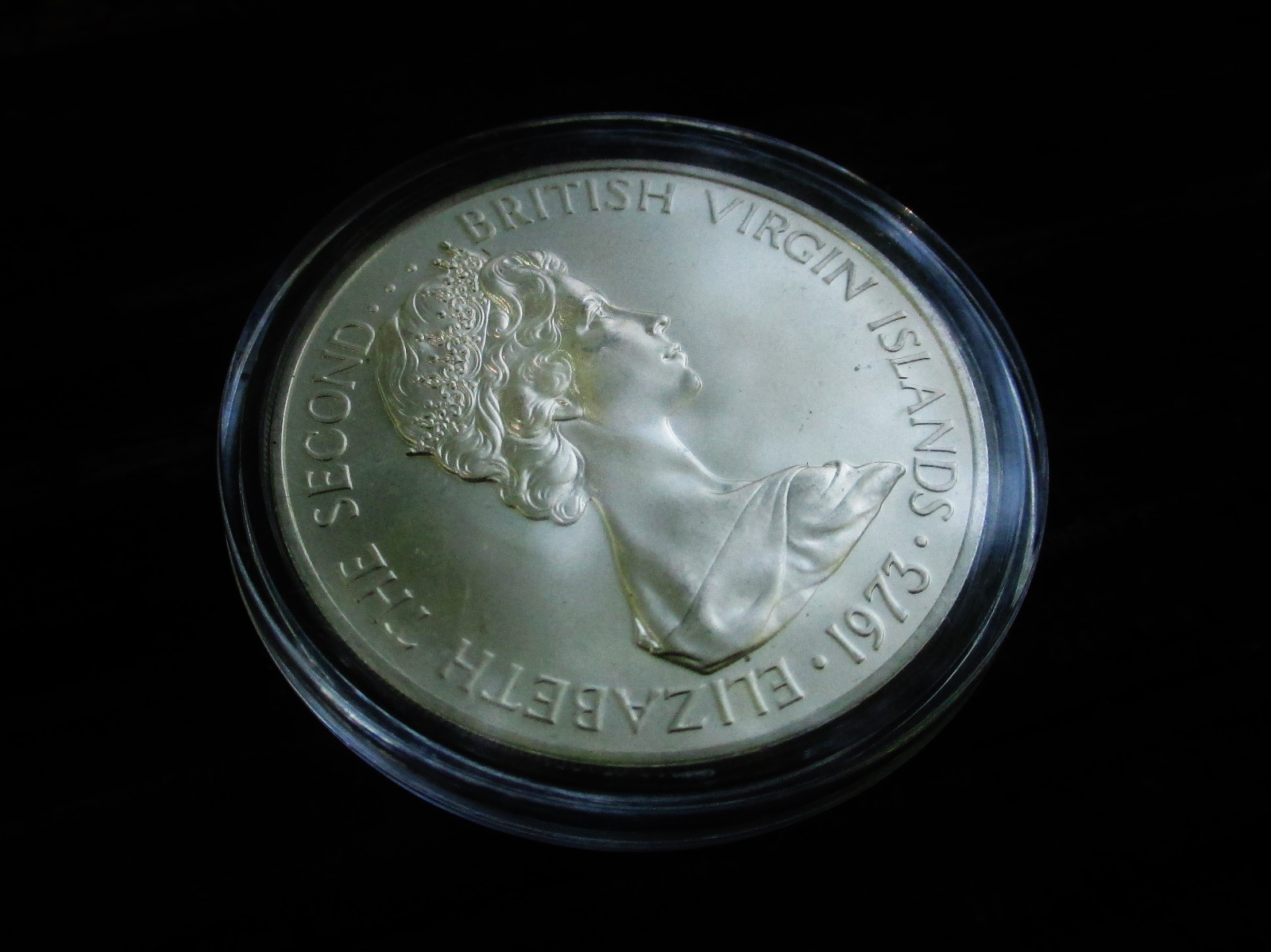 British Virgin Islands Silver: 1973 Dollar 0.925 Fine KM#6a in Airtight 170704