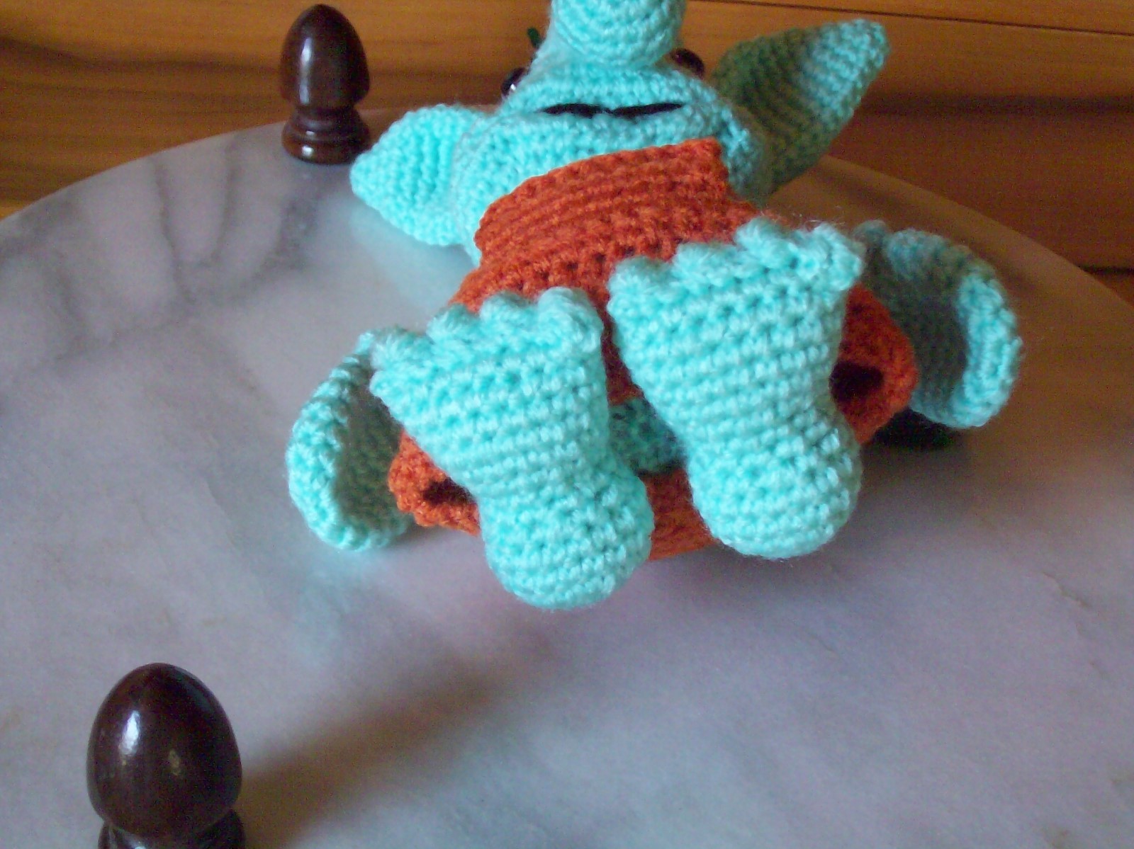 Adorable crochet 8 1/2 in green TROLL animal doll toy handmade