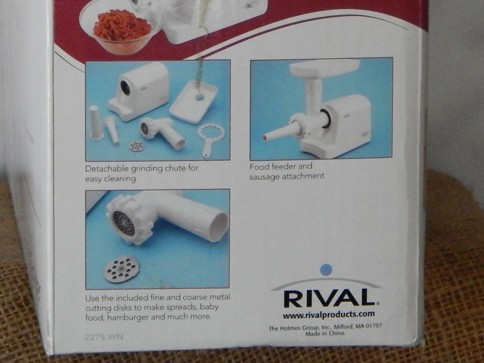 Rival White Electric Food Meat Grinder Sausage Stuffer Attachment Excellent Cond