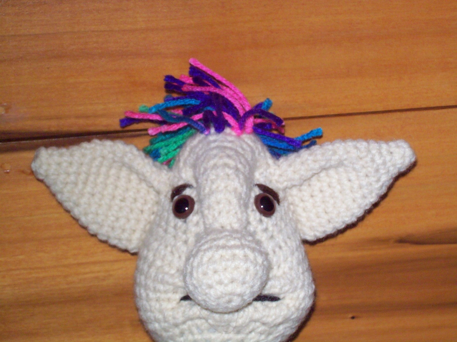 Adorable crochet 8 1/2 in beige TROLL animal doll toy handmade