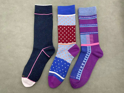 3 pair Bombas Men's Lightweight Running Calf Socks Size Large 3 Color Mixing