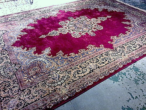 ANTIQUE KARASTAN MASTERPIECE KIRMAN RUG 10X14 WORSTED WOOL PATTERN 1005 RED.
