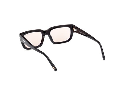 Pre-owned Tom Ford Ft1075 01e Plastic Shiny Black Brown 54 Mm Unisex Sunglasses
