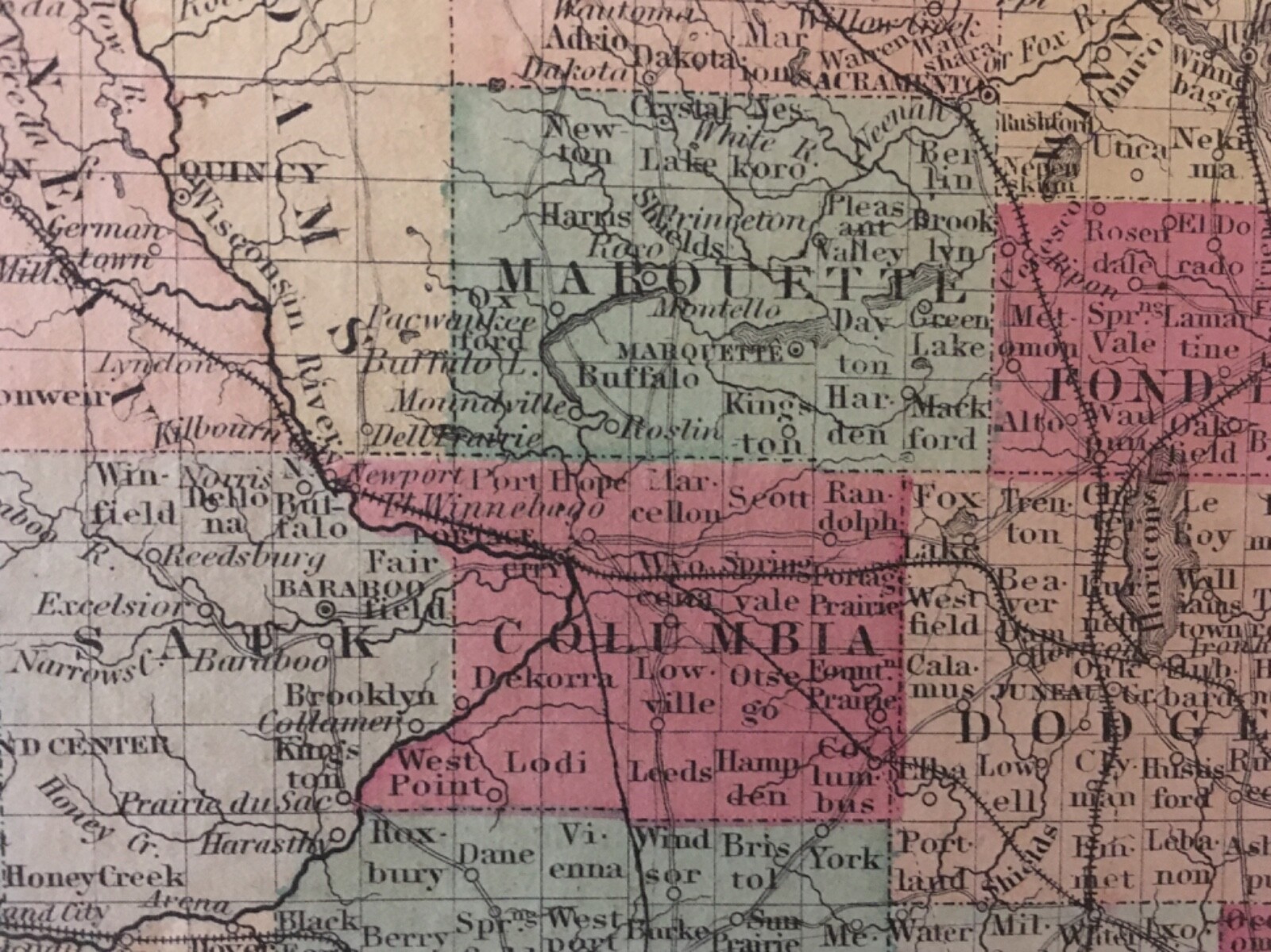J.H. Colton’s 1859 Atlas Map of Wisconsin