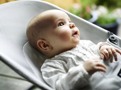 BABYBJORN Bouncer Balance Soft - Silver/White Mesh Silver with White