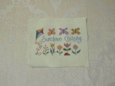Vintage Cheery Colorful Butterfly Garden Cross Stitch Sampler Sunshine Crossing