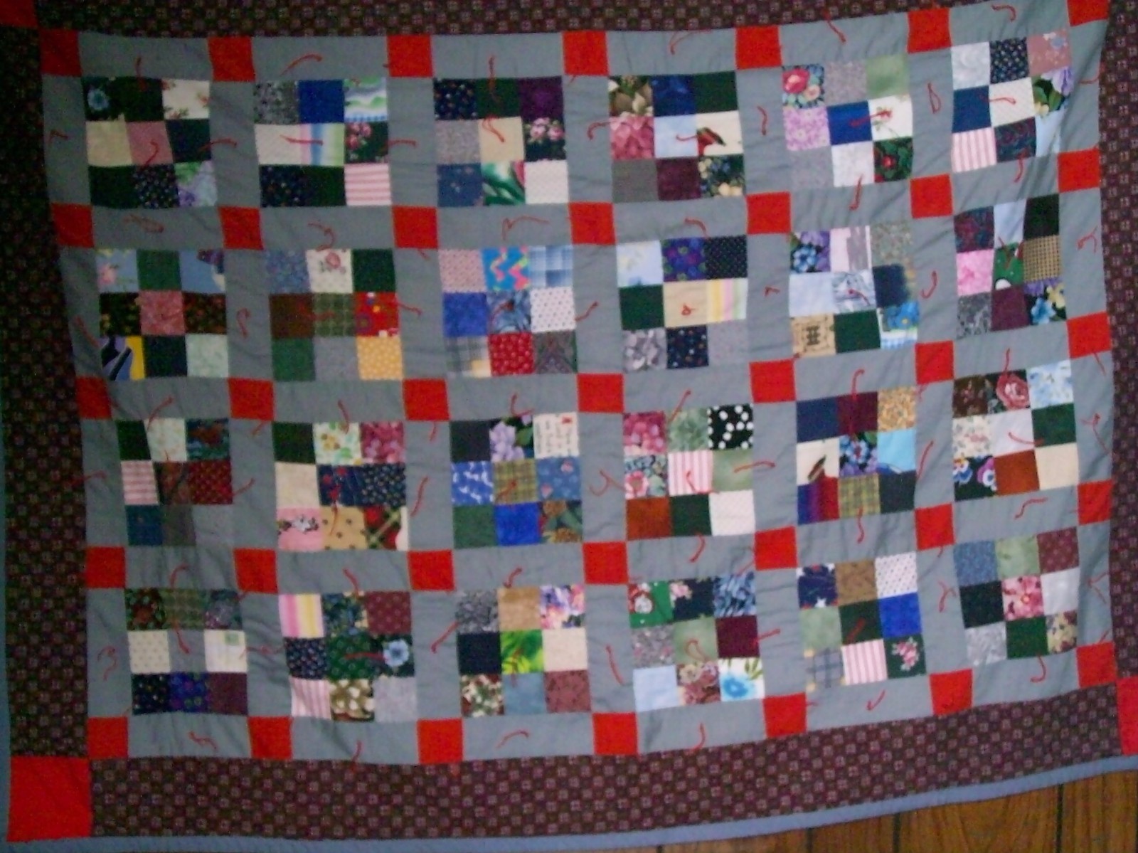 HAND MADE  QUILTED LAP OR THROW QUILT SIZE 55